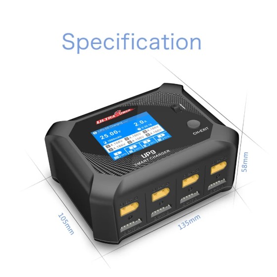 UP9 Battery Balance Charger Discharger AC 100W 4X50W 4 Channels ISP LCD for 1-6S Battery Parts EU Plug